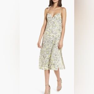 LN Splendid Gray/Green Abstract Print Skylight Camisole Midi Sundress with Slit.